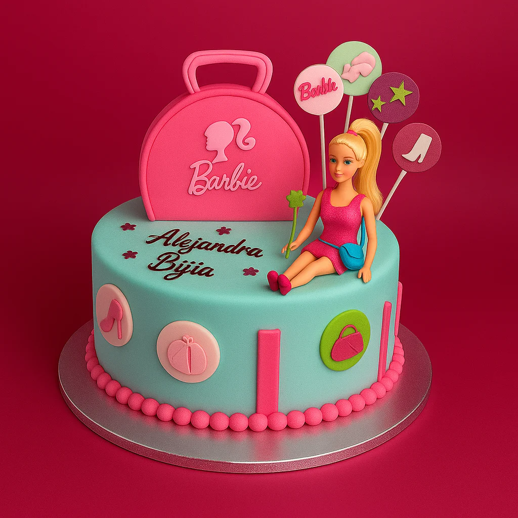 Aqua Pink Fashionista Cake