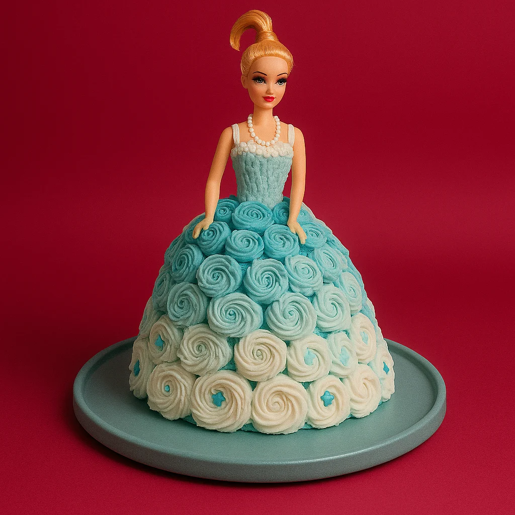 Blue Ombre Rosette Doll Cake