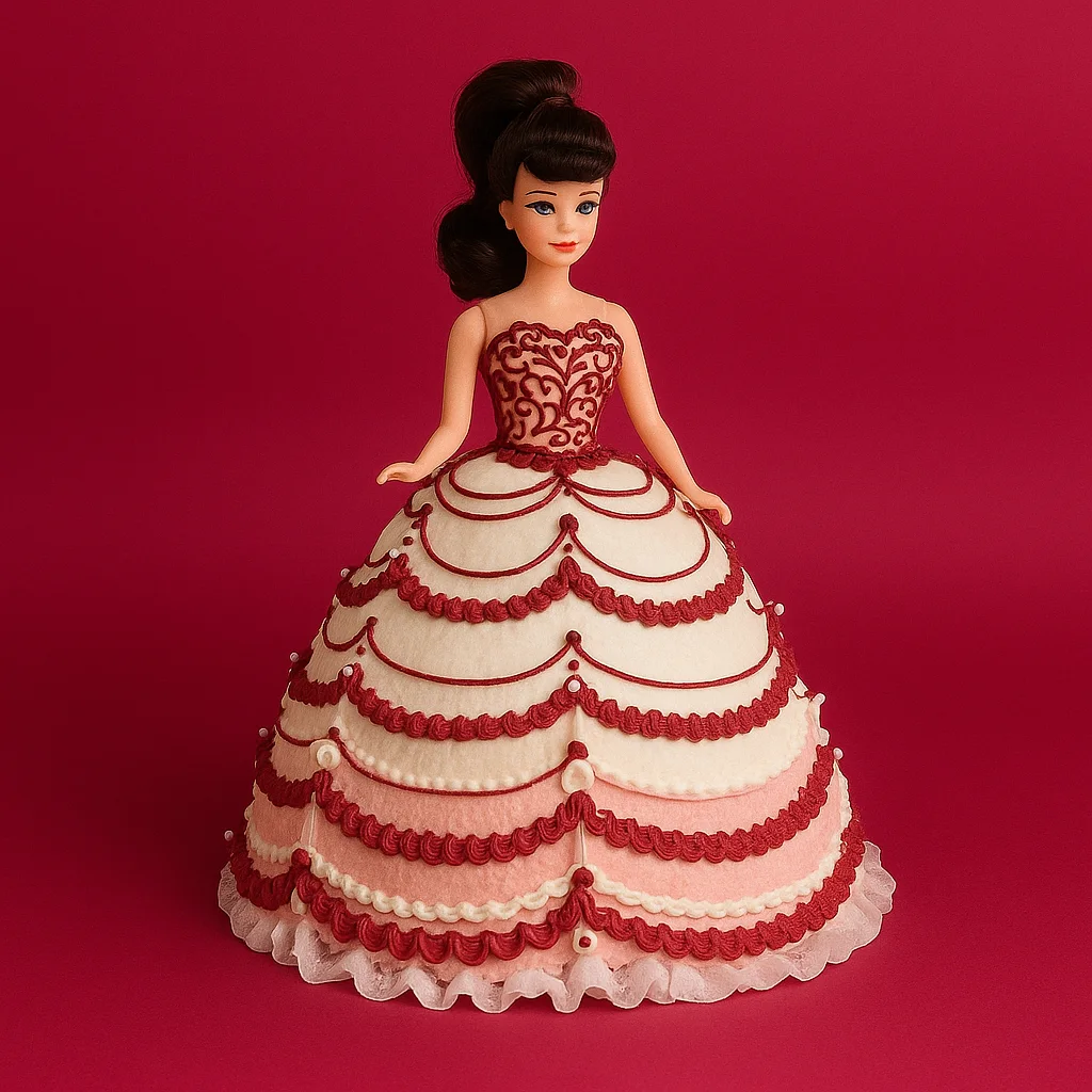 Red and White Gown Doll Cake